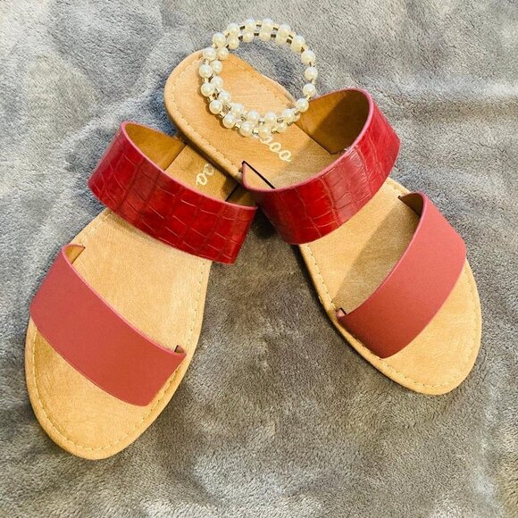Double Stripes Wine Stone Sandals Women's Summer - Picture 1 of 10